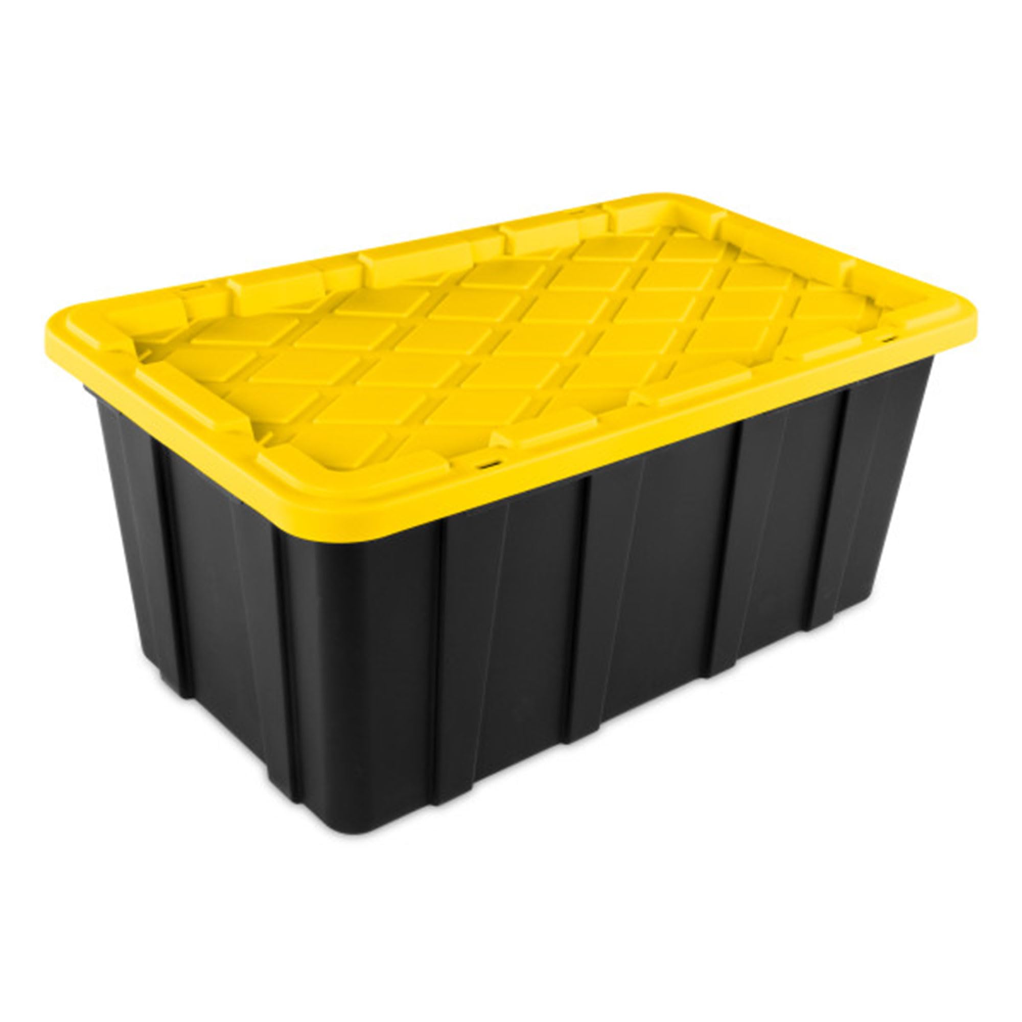 Sterilite 8-Pack 38 Gallon Heavy Duty Stackable Storage Bins with Lids - Black & Yellow - Perfect for Home Organization, Garage Storage, and Moving Supplies