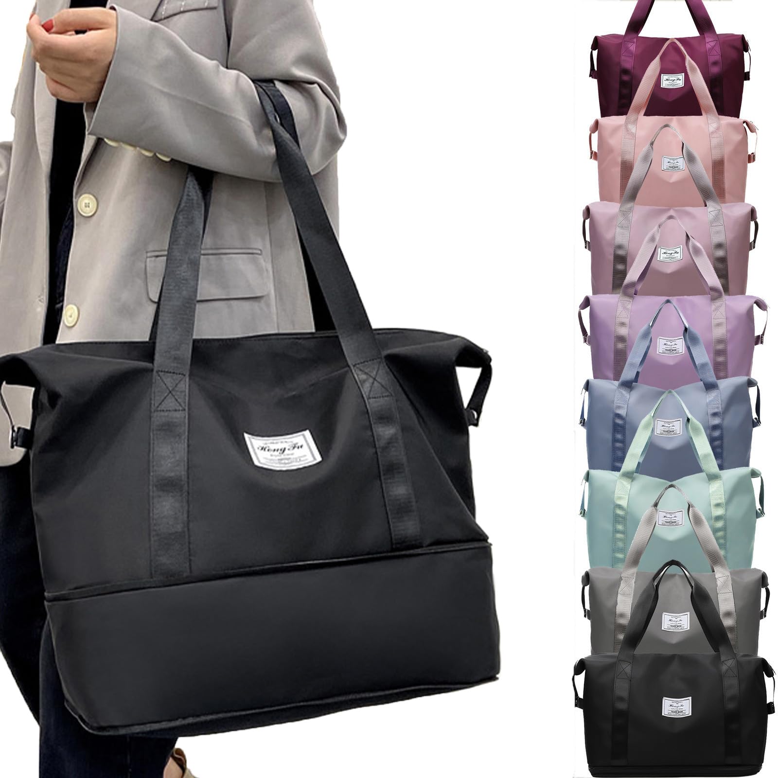 Expandable Tote Bag for Women - Large Capacity Gym Bag, Lightweight Travel Duffel Bag - Perfect for Workout, Weekend Getaways & Overnight Trips