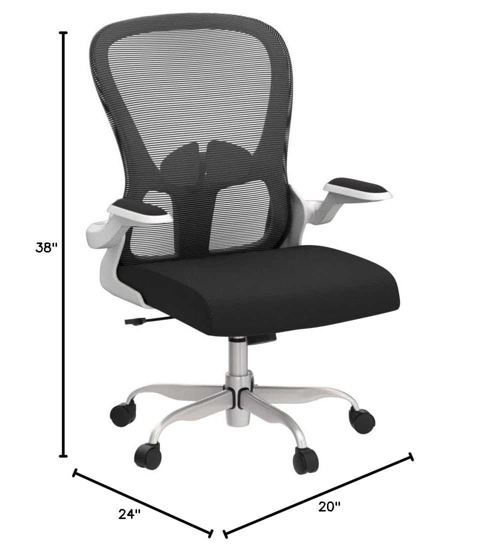 Ergonomic Office Chair with Lumbar Support - Adjustable Height & Flip-Up Arms - Breathable Mesh Desk Chair for Home & Office - Perfect for Long Work Hours, Gaming, and Study Sessions
