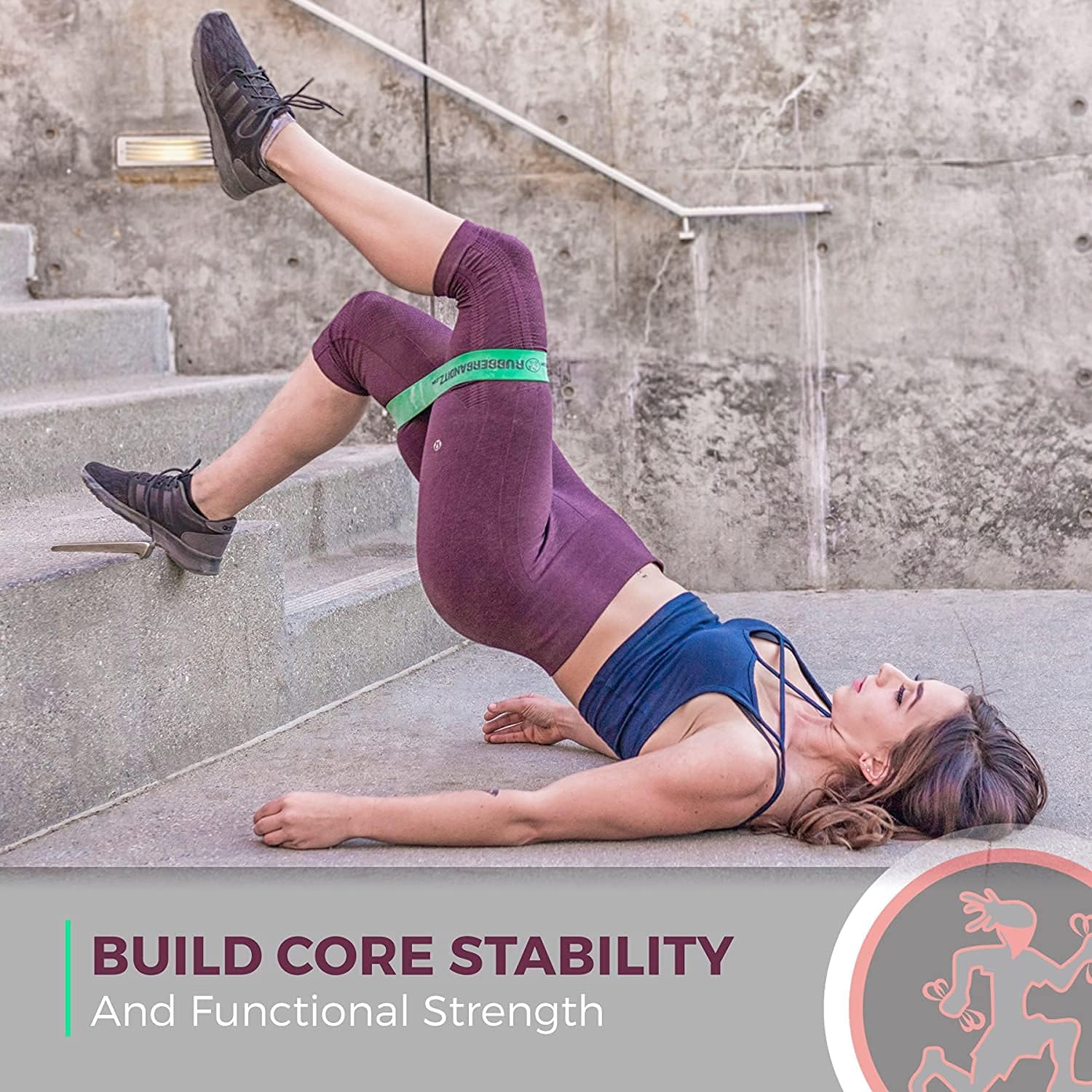 Rubberbanditz Extra Thick Booty Bands for Glutes and Legs Workouts - 5 Mini Resistance Bands (5-100 lbs) for Women - Includes Free eGuide - Perfect for Hip, Thigh, Butt & Abs Exercises - Home Gym & Outdoor Fitness Accessories