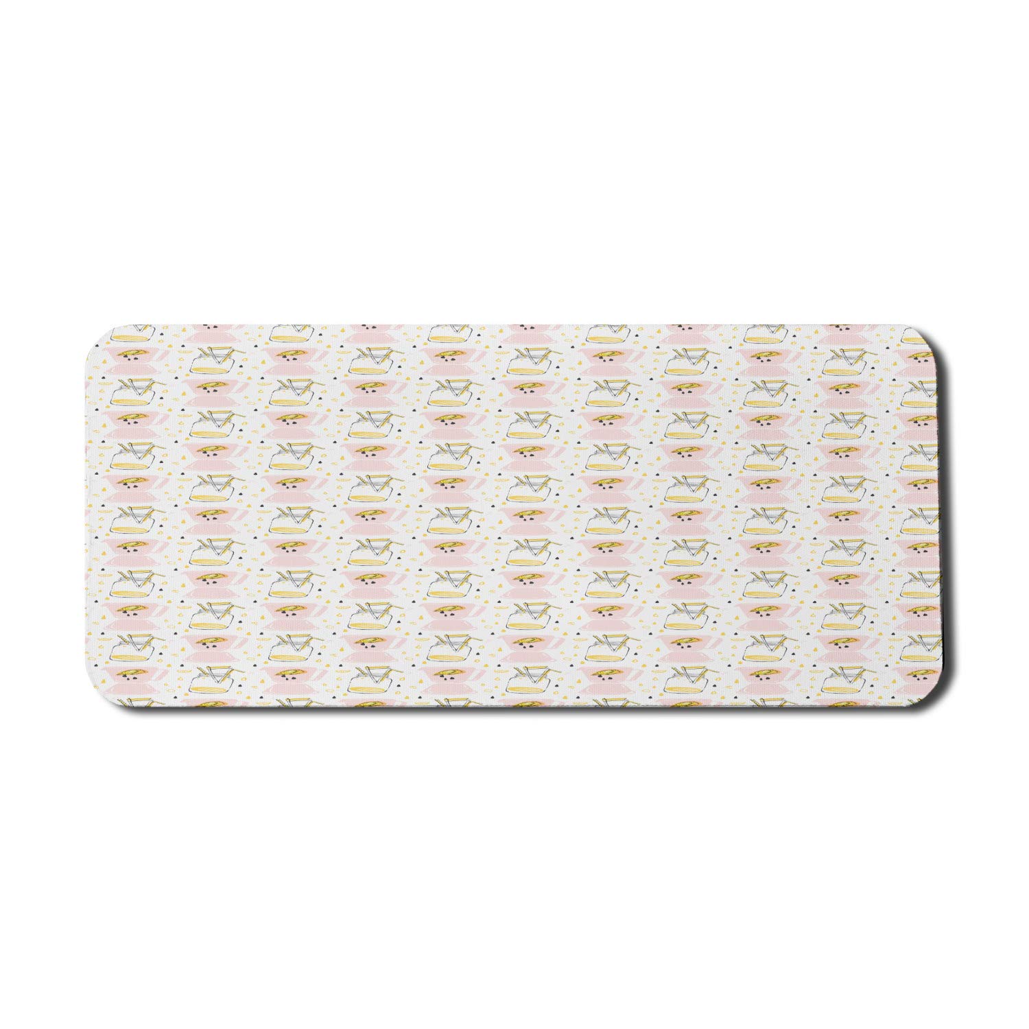 Ambesonne Summer Computer Mouse Pad - Abstract Hand Drawn Lemonade Design with Lemon Slices & Juice Drops, Non-Slip Rubber Base, Extra Large 35