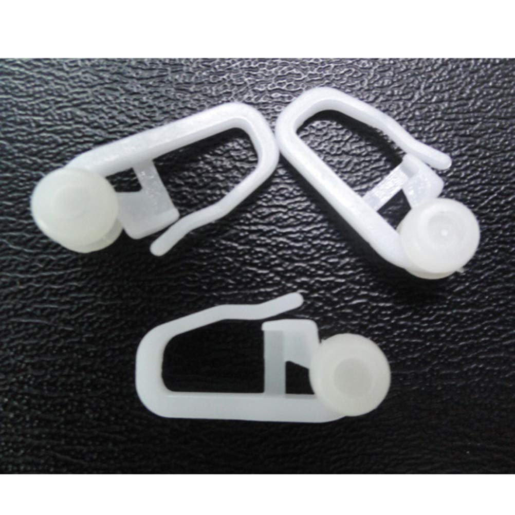 BESPORTBLE 100PC White Sliding Curtain Hooks - Durable Roller Hooks for Bedroom Drapes, Shower Curtains, and Window Treatments - Easy Glide Rail Accessories for Smooth Curtain Movement (Perfect for Home, Hotel, and Apartment Decor)