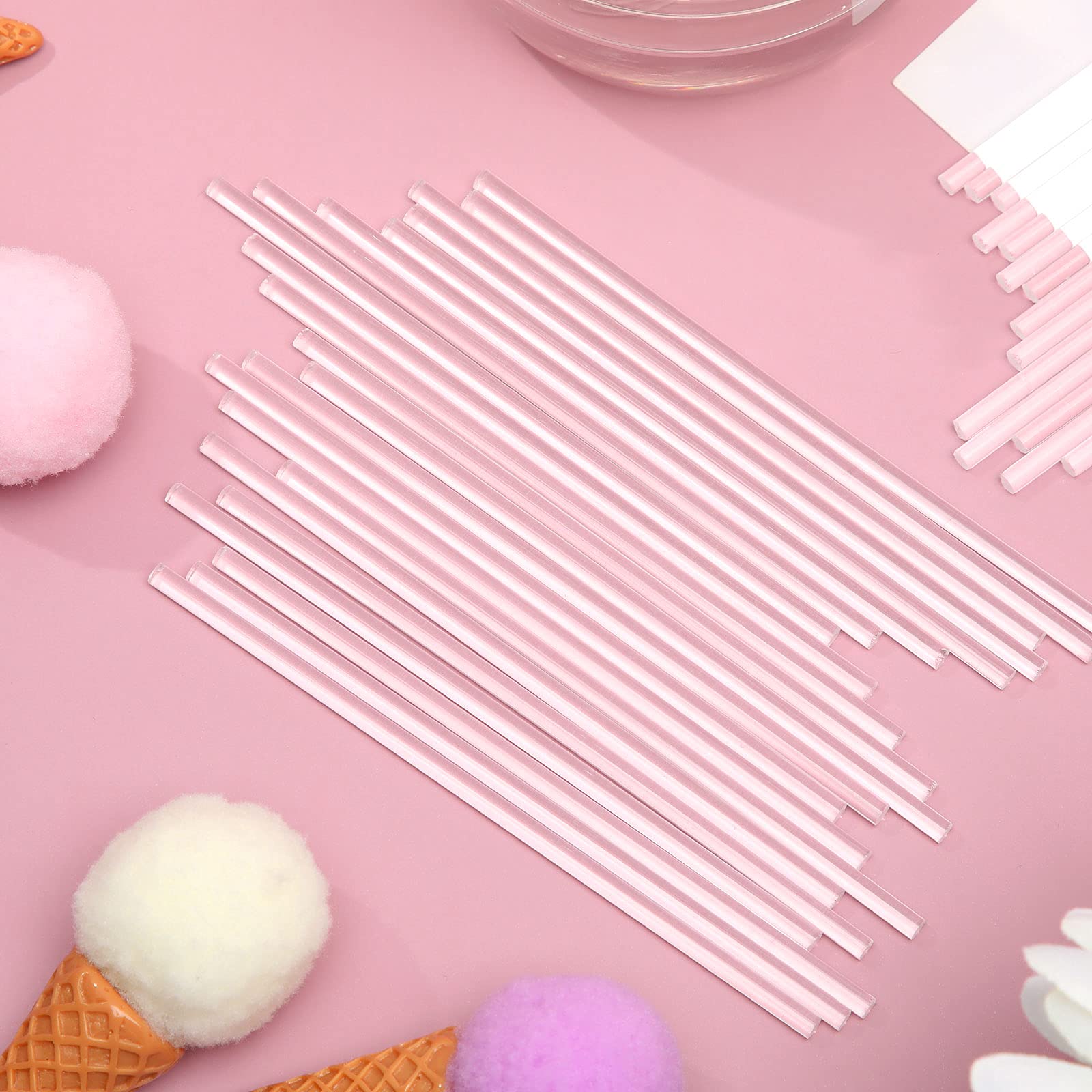 Zopeal 200-Pack Clear 4-Inch Acrylic Lollipop Sticks for Cake Pops, Candy Treats & Desserts | Perfect for Wedding Favors, Halloween, Christmas Baking, Chocolate Cookies & DIY Party Decorations