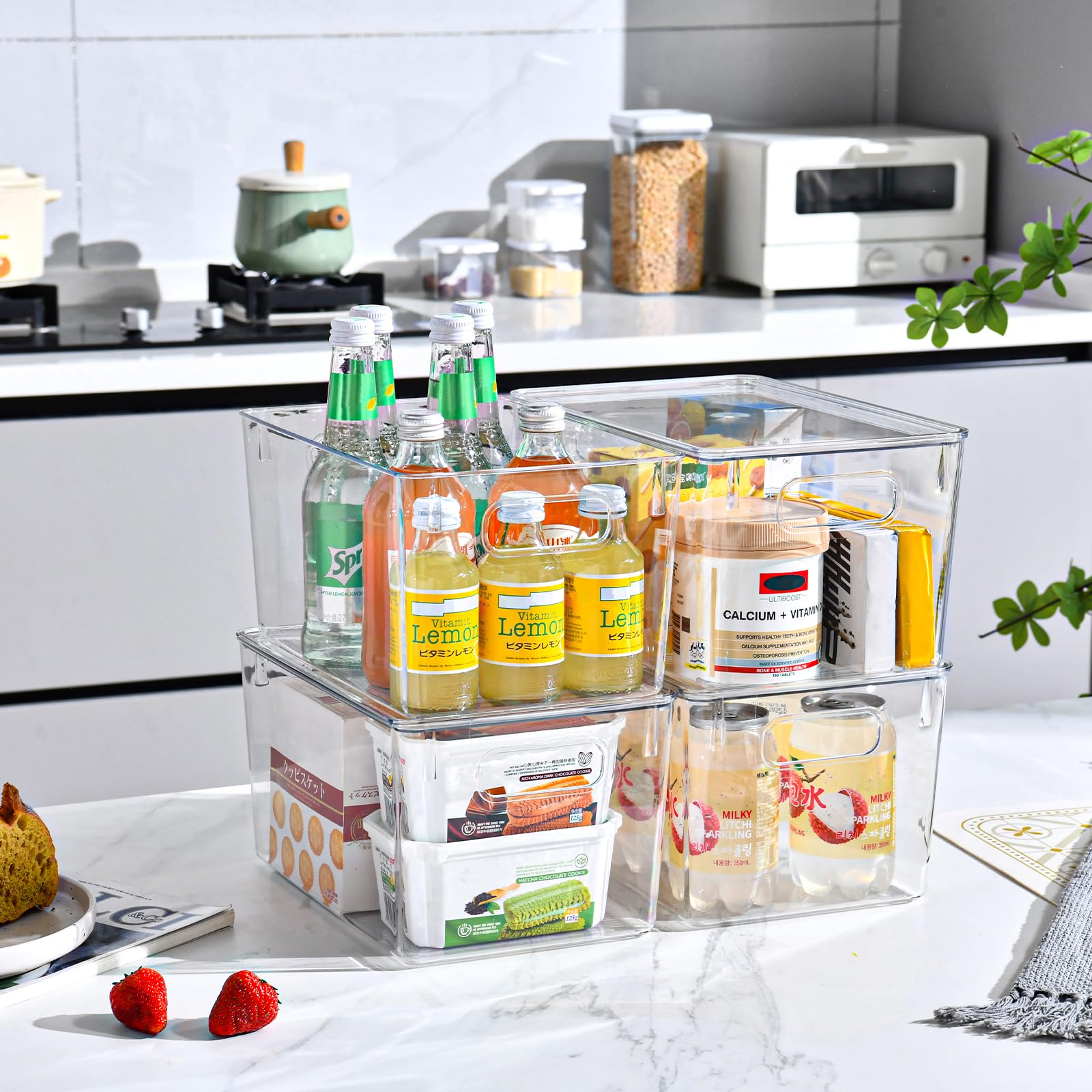 6 Pack Clear Plastic Storage Bins with Lids - 7 Quart Stackable Organizing Containers for Home, Office & Closet - Durable Plastic Storage Boxes with Handles for Clothes, Toys, Books & Supplies (Great for Bedroom, Study & Pantry Organization)
