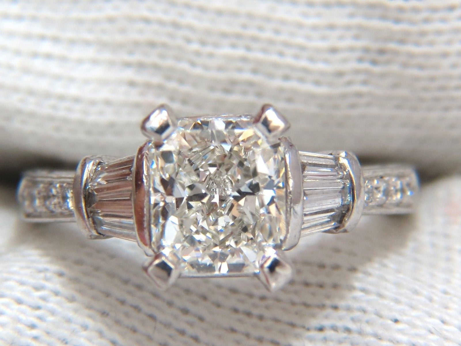 GIA Certified 2.00ct Cushion Cut Diamond Engagement Ring - G/VVS2 Platinum with Baguette Accents | Elegant Wedding, Anniversary & Special Occasion Jewelry