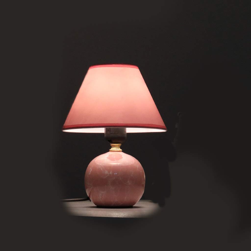 Dimmable Ceramic Stone Table Lamp with Simple Design - Pink Shade for Bedroom, Living Room, Nursery, Office & Dorm | Perfect for Night Reading, Breastfeeding & Ambient Lighting