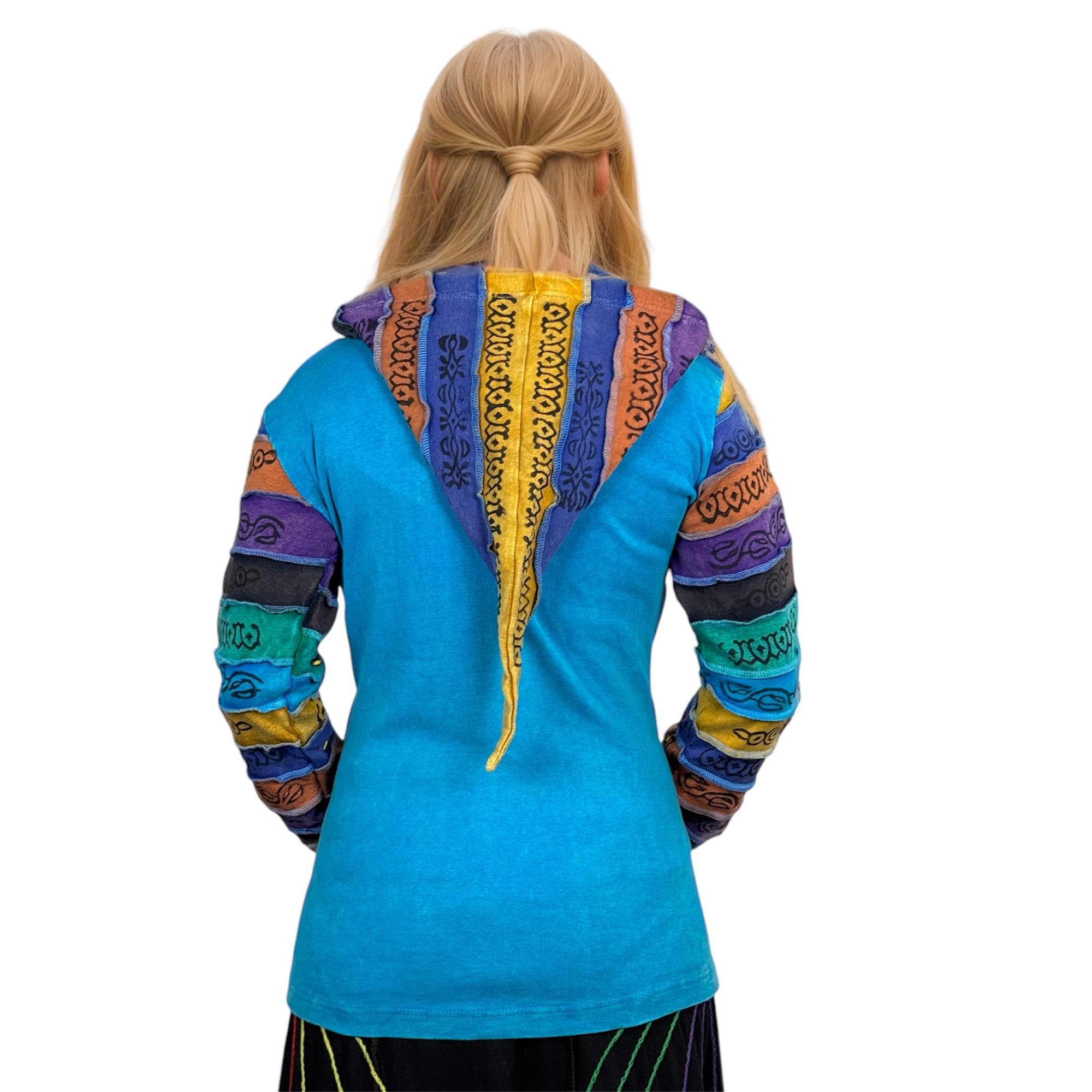 Agan Traders 2025 Spring Women's Zip Up Hoodie Jacket - Lightweight Gypsy Brush Painted Sweatshirt with Detachable Pixie Hood | Perfect for Casual Wear, Music Festivals & Boho Style Outfits