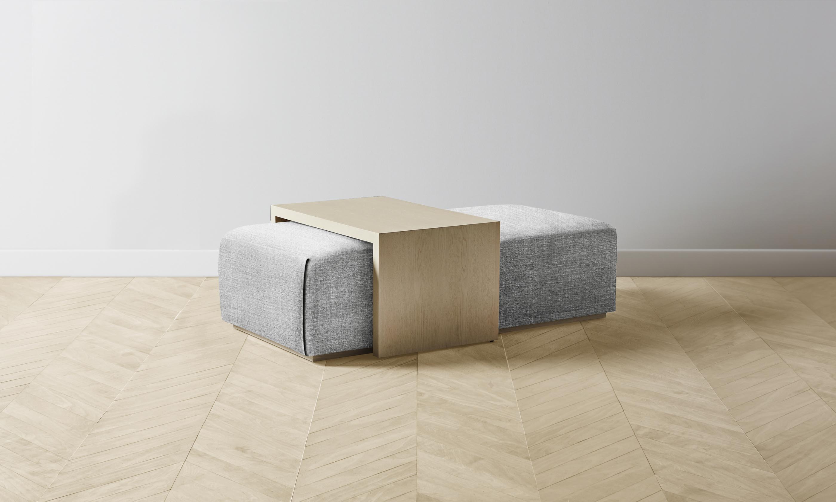 The Bowery Ottoman - Performance Textured Tweed Alpine - Modern Living Room Accent Chair with Storage for Small Spaces