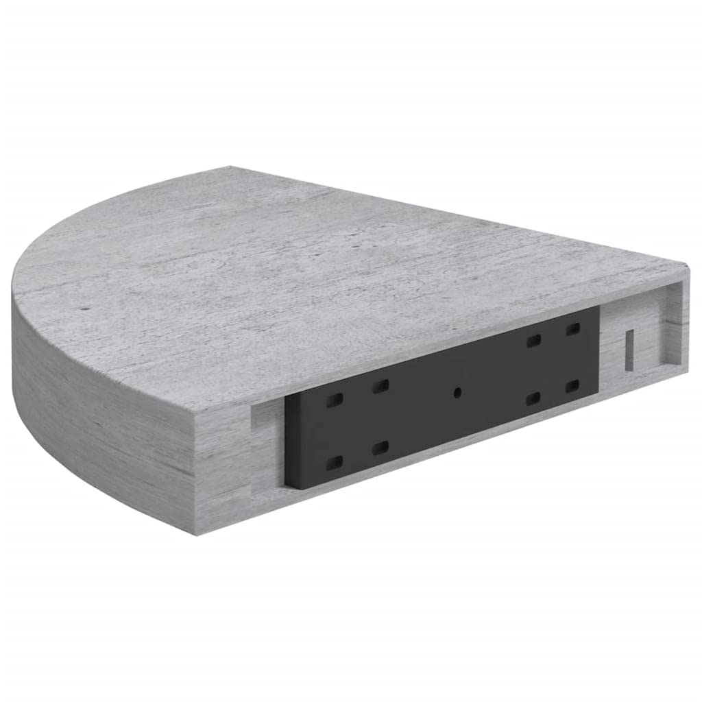 Modern Floating Corner Shelves Set of 2 - Concrete Gray MDF Wall Mounted Storage (9.8