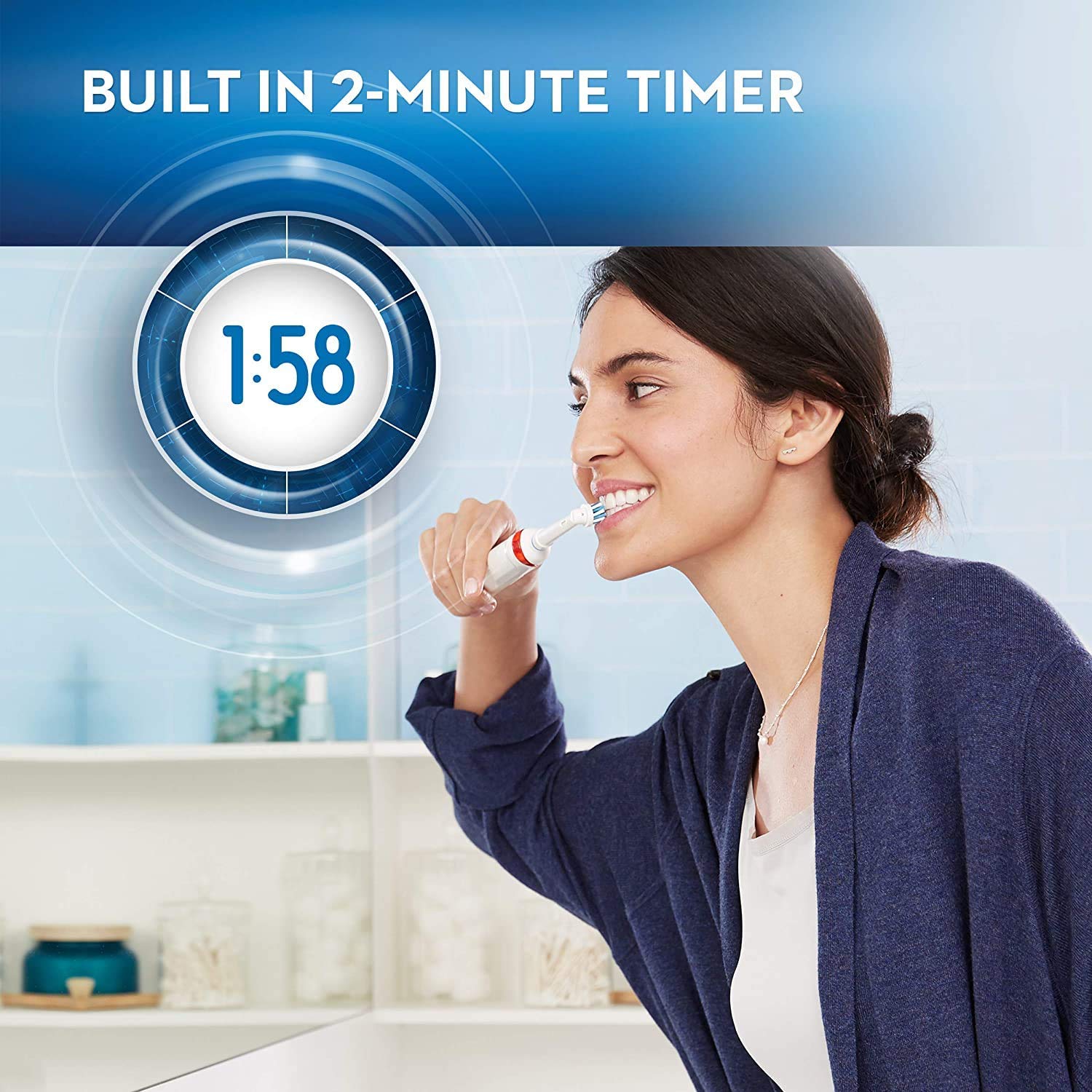 Oral-B Smart 1500 Electric Toothbrush with 3 FlossAction Brush Heads - Rechargeable Power Toothbrush for Deep Cleaning, Whitening & Gum Care - Perfect for Travel & Home Oral Hygiene (Packaging May Vary)