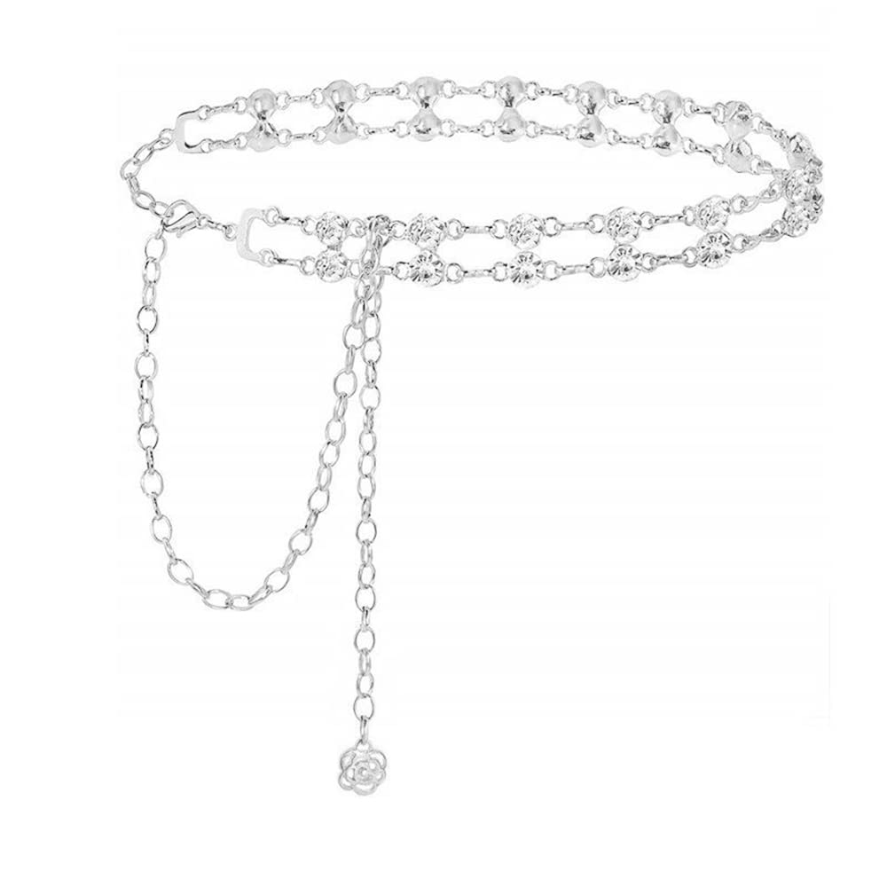 Jascaela Women's Sparkle Rhinestone Chain Belt - Glitter Waist Belt for Wedding Dresses & Formal Wear - Perfect for Bridal, Prom, Evening Gowns & Special Occasions