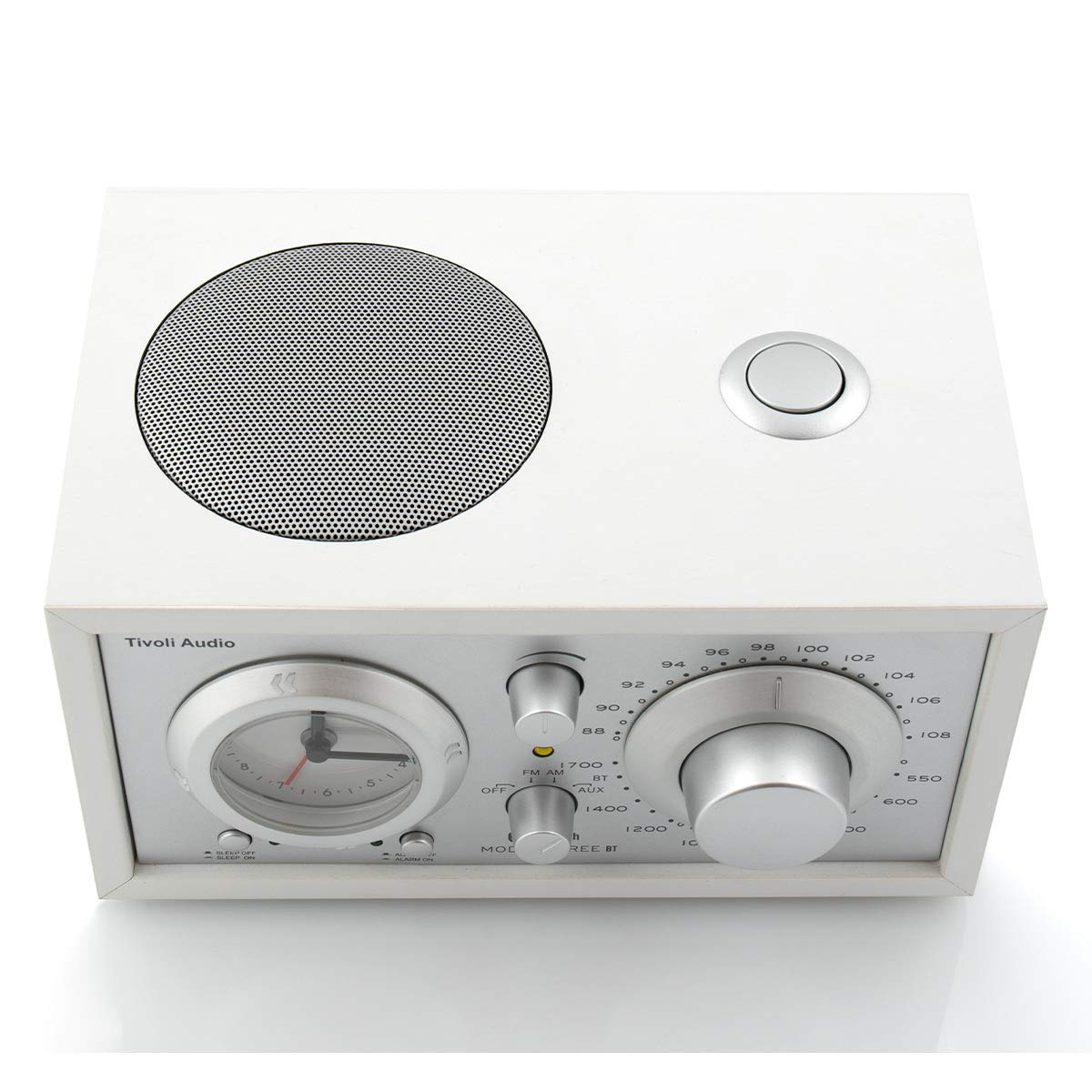 Tivoli Audio Model Three Bluetooth Clock Radio with USB Charging - Premium Sound Quality, White/Silver - Perfect for Bedroom, Office & Home Decor