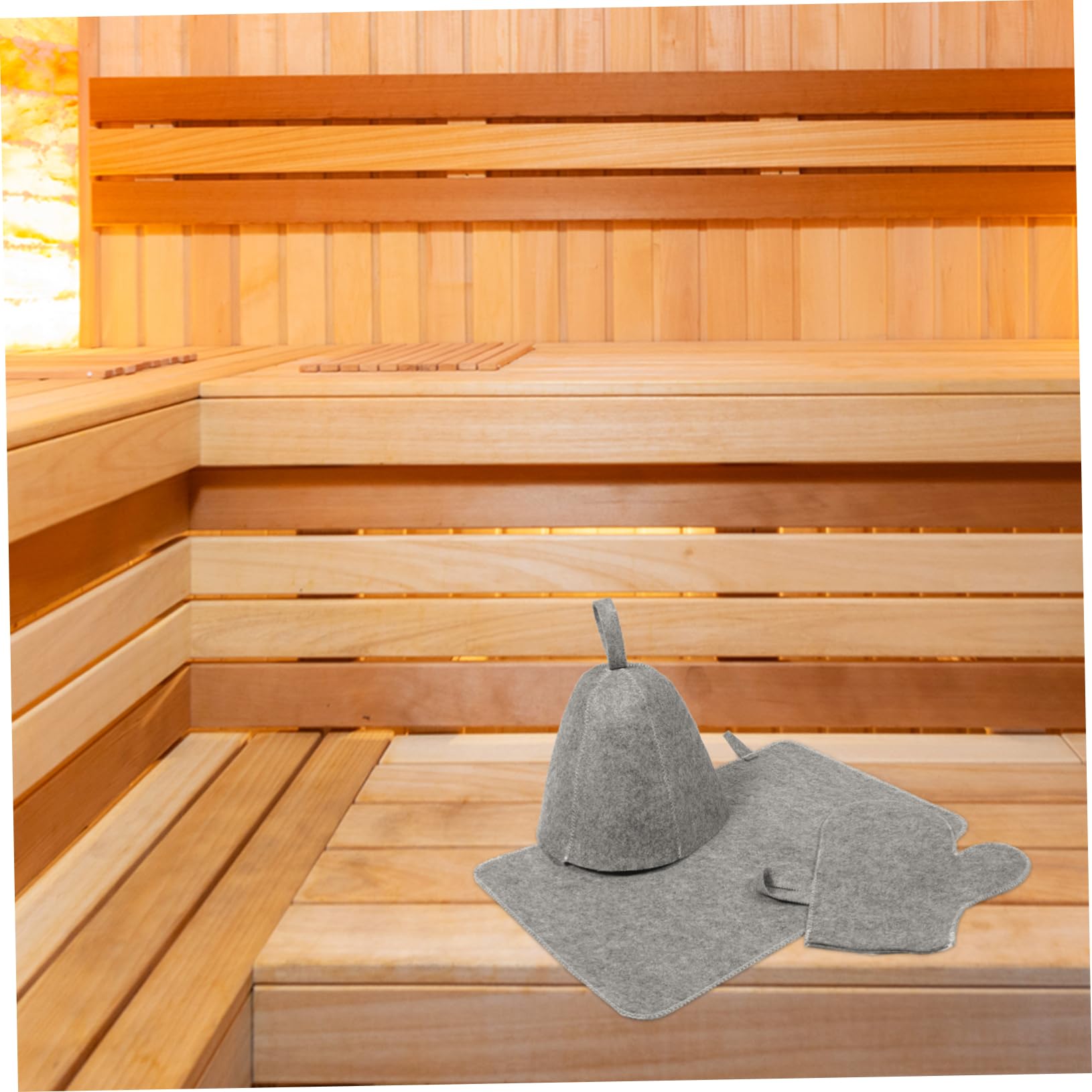 LALAFINA 1 Set Bath Gloves Shower Caps Portable Sauna Hats Ukrainian Hat Hair Holder Felt Sauna Accessories for Spa, Home & Gym Use