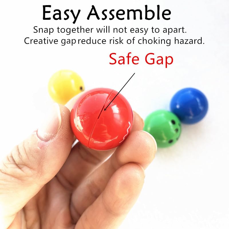 2.4cm Replacement Plastic Marbles for Marble Run Track - 12pcs DIY Building Blocks with Cute Faces - Perfect for Kids' Educational Toys, STEM Activities & Creative Play