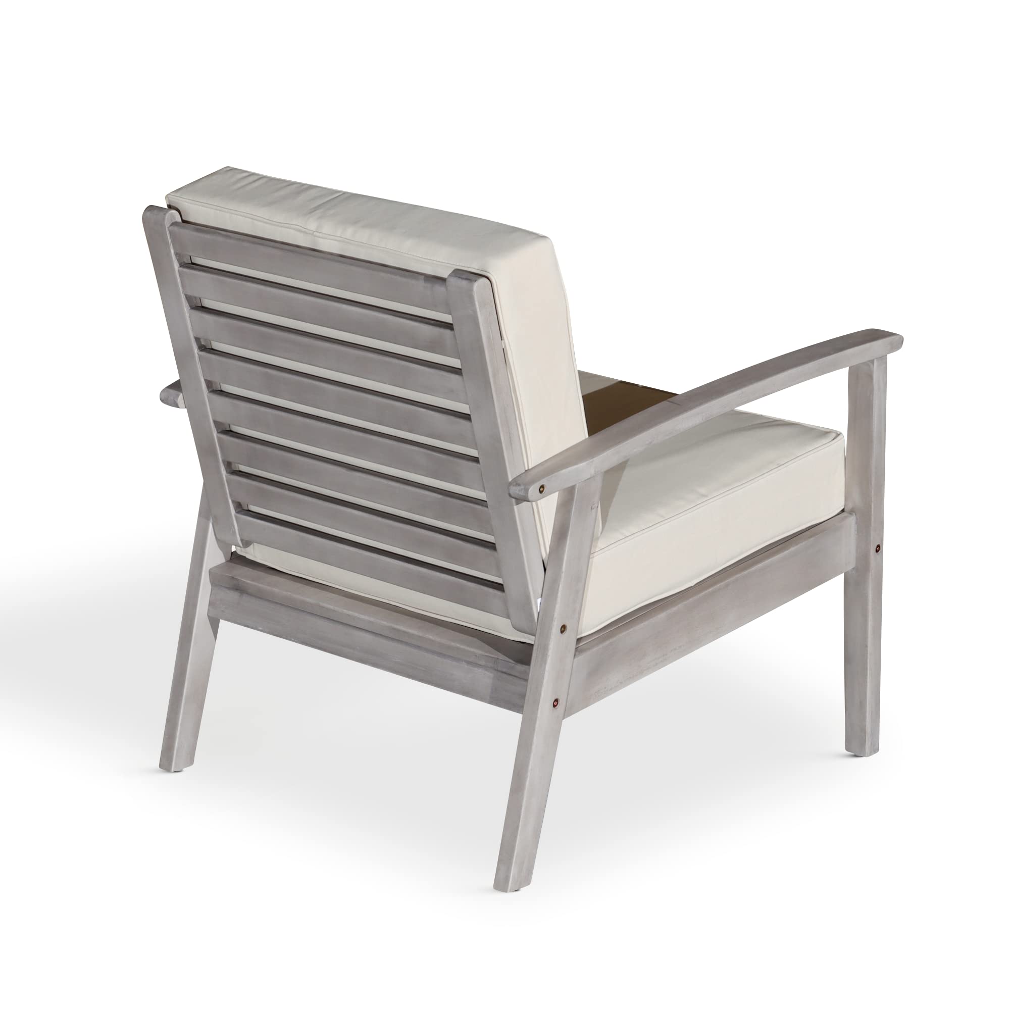 DTY Outdoor Living Longs Peak Deep Seat Eucalyptus Chair - Silver Gray Finish with Sage Green Cushions | Patio Furniture for Backyard, Garden & Poolside Relaxation