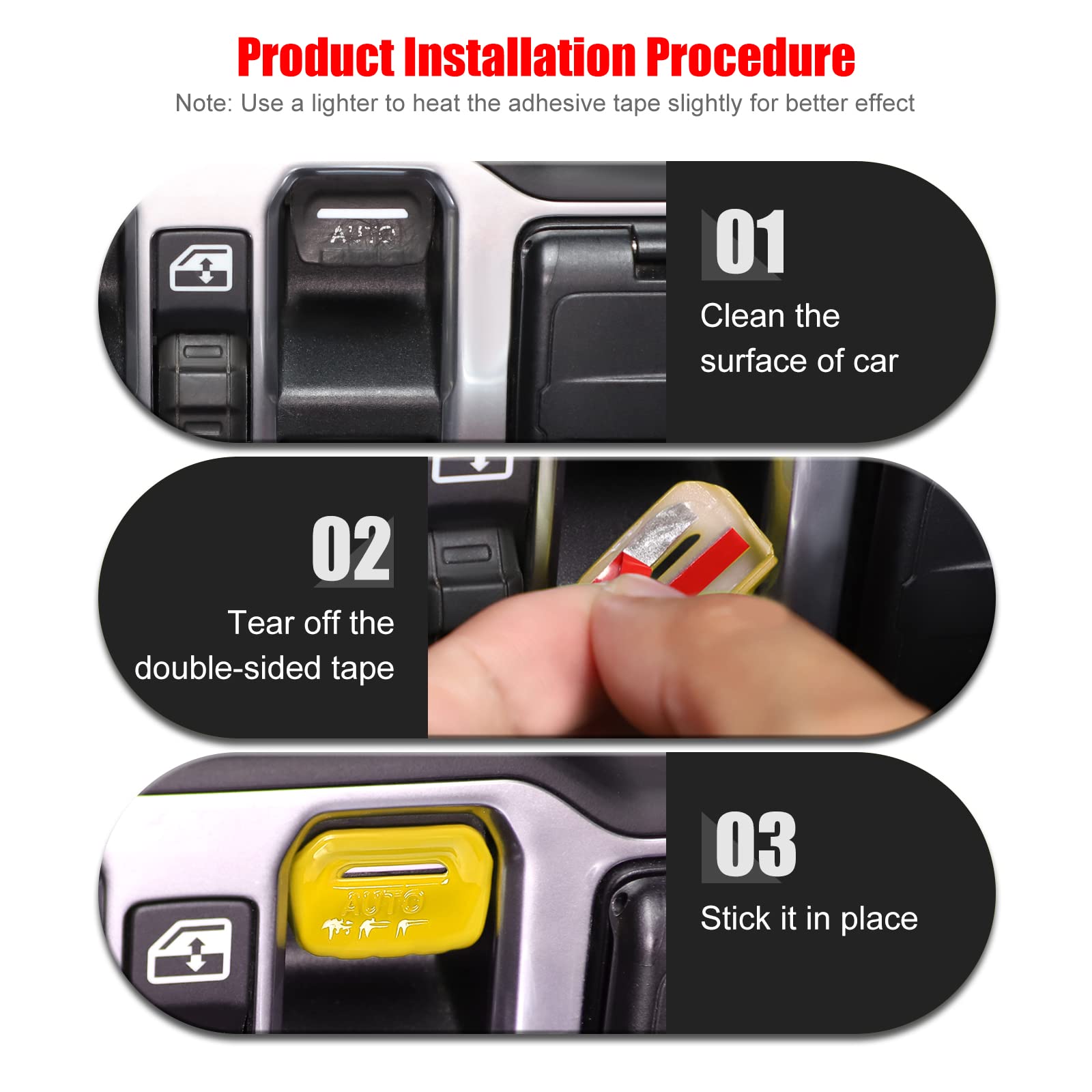 4PCS Yellow Window Switch Button Cover Trim Interior Accessories for Jeep Wrangler JL JLU Gladiator JT 2018-2024 - Upgrade & Protect Your Car Interior (Perfect for Off-Roading & Daily Driving)