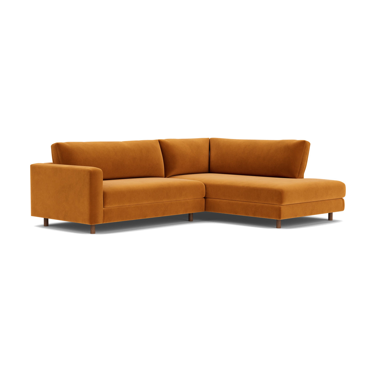 Douglas Velvet Right Corner Sofa - Modern L-Shaped Sectional Couch for Living Room, Lounge & Home Theater - Soft Upholstered Fabric Sofa with Comfortable Seating (Gray)