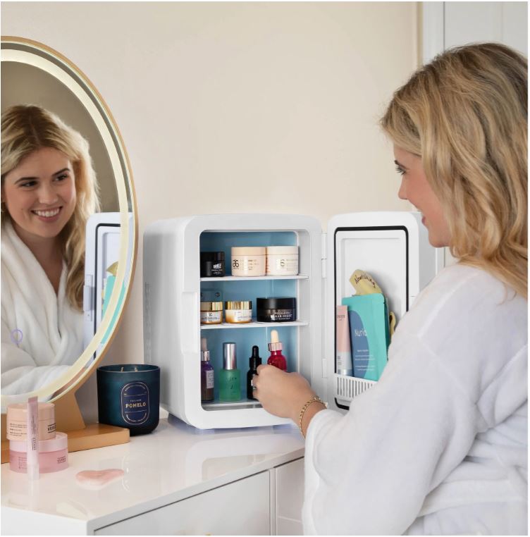Cooluli Infinity 10L Mini Cosmetic Fridge - Portable Skincare Fridge for Makeup, Perfume & Beauty Products - Perfect for Bedroom, Office & Travel Use