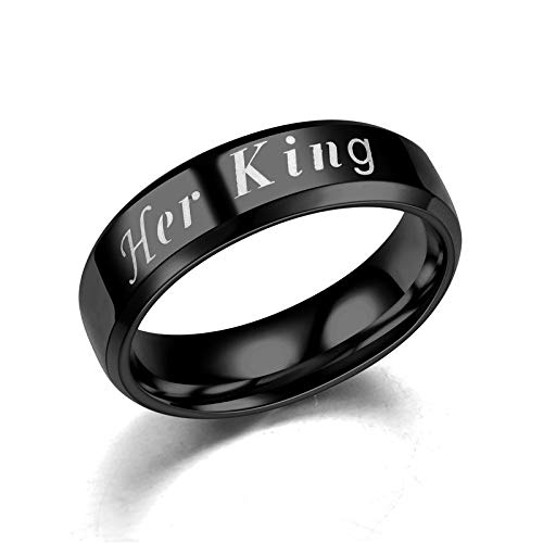 His & Hers Matching Wedding Bands Set - Stainless Steel Couples Rings for Men & Women | King Black & Queen Silver Bridal Rings | Perfect for Anniversaries, Vows Renewal & Romantic Gifts | Pack of 2