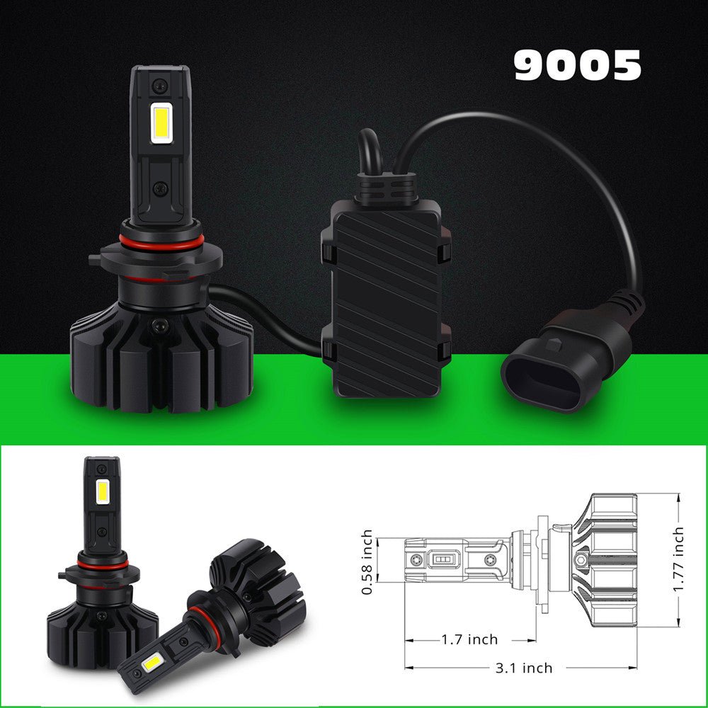 6000K White Fanless LED Headlight Bulbs - High/Low Beam Conversion Kit for Cars, Trucks, SUVs - Bright Xenon-Like Lighting for Night Driving & Off-Road Use