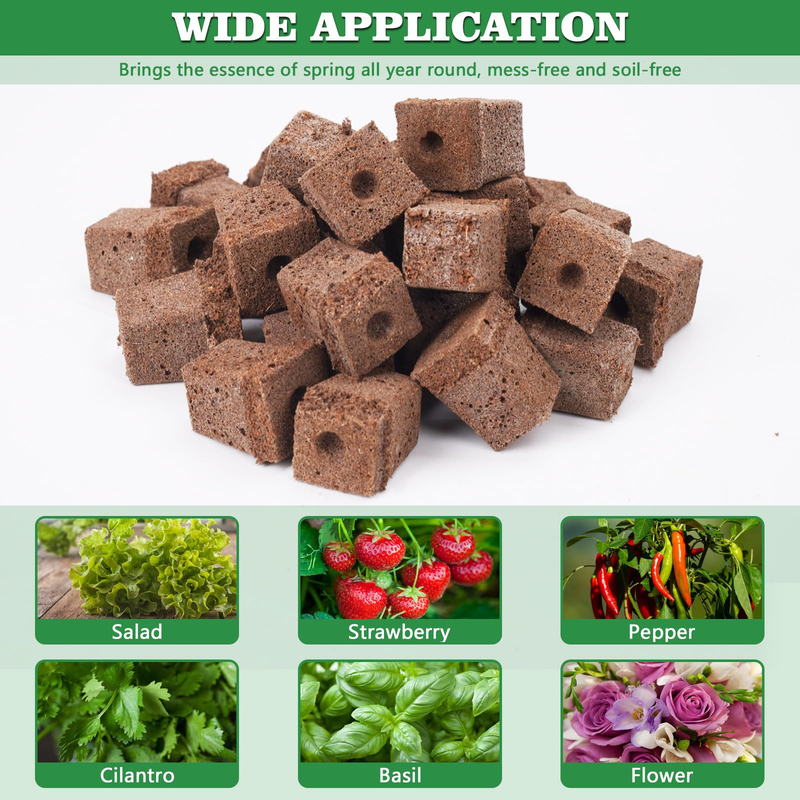 100 Pack Hydroponic Grow Sponges - Seed Starter Sponges for Indoor Gardening, Replacement Root Growth Sponges & Seed Pods Kit | Perfect for Hydroponic Systems, Aeroponics, and Home Herb Gardens
