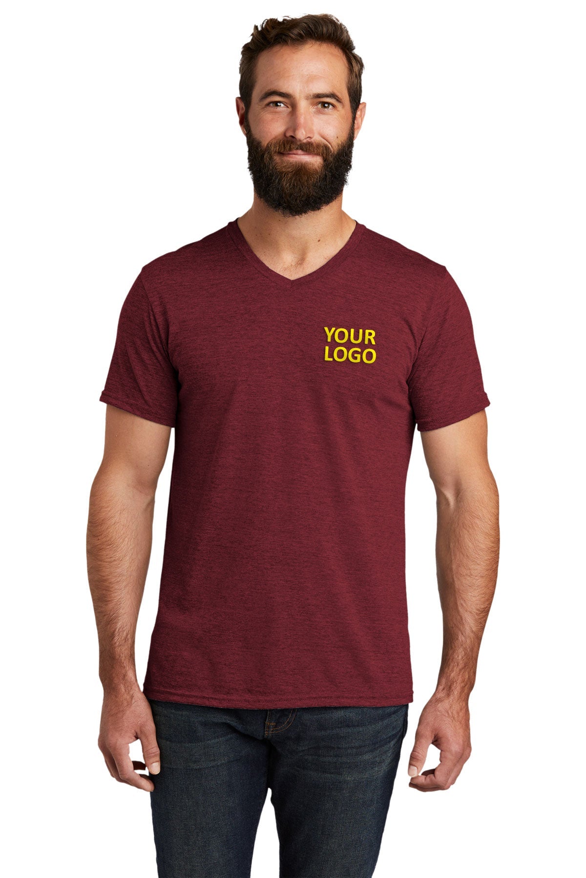 Premium Allmade Unisex Tri-Blend V-Neck T-Shirt - Soft Vino Red | Eco-Friendly Comfort Fit for Casual Wear & Everyday Outfits