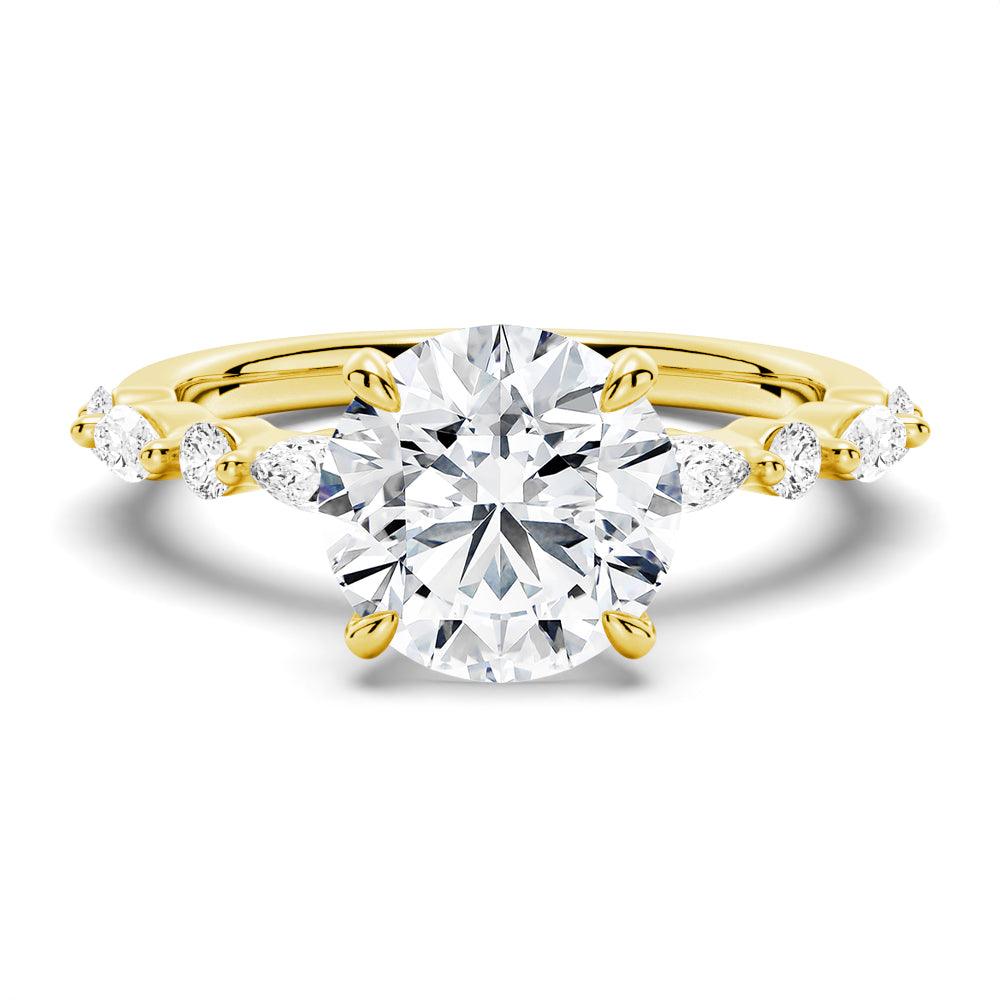 Exquisite Round Cut Engagement Ring with Marquise Accents - Perfect for Proposals, Weddings & Anniversary Gifts | 14K Gold & Diamond Jewelry