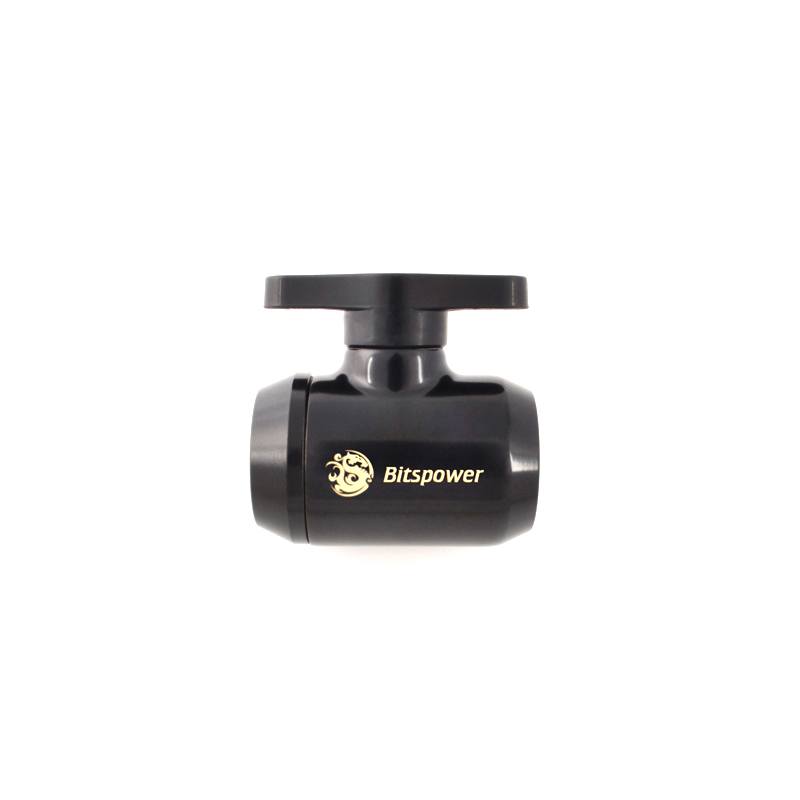 Bitspower Mini Valve with Black Handle Fitting - Matt Black/Black - Perfect for Custom Water Cooling PC Builds and Liquid Cooling Systems