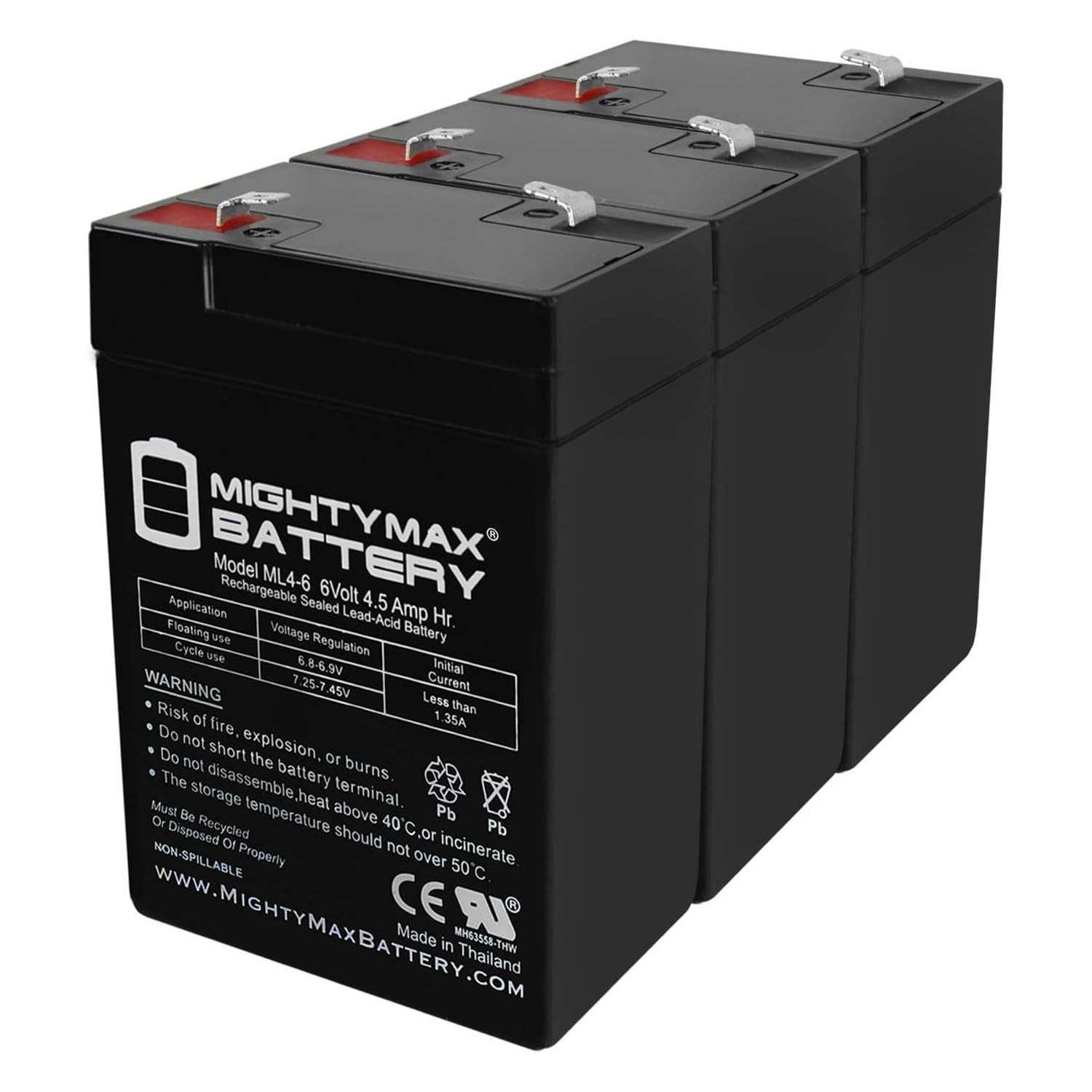 Mighty Max 6V 4.5AH Rechargeable Battery - 3 Pack Replacement for APC UPS Backup Power Supply | Home Office Computer, Router, Modem & Network Equipment Power Protection