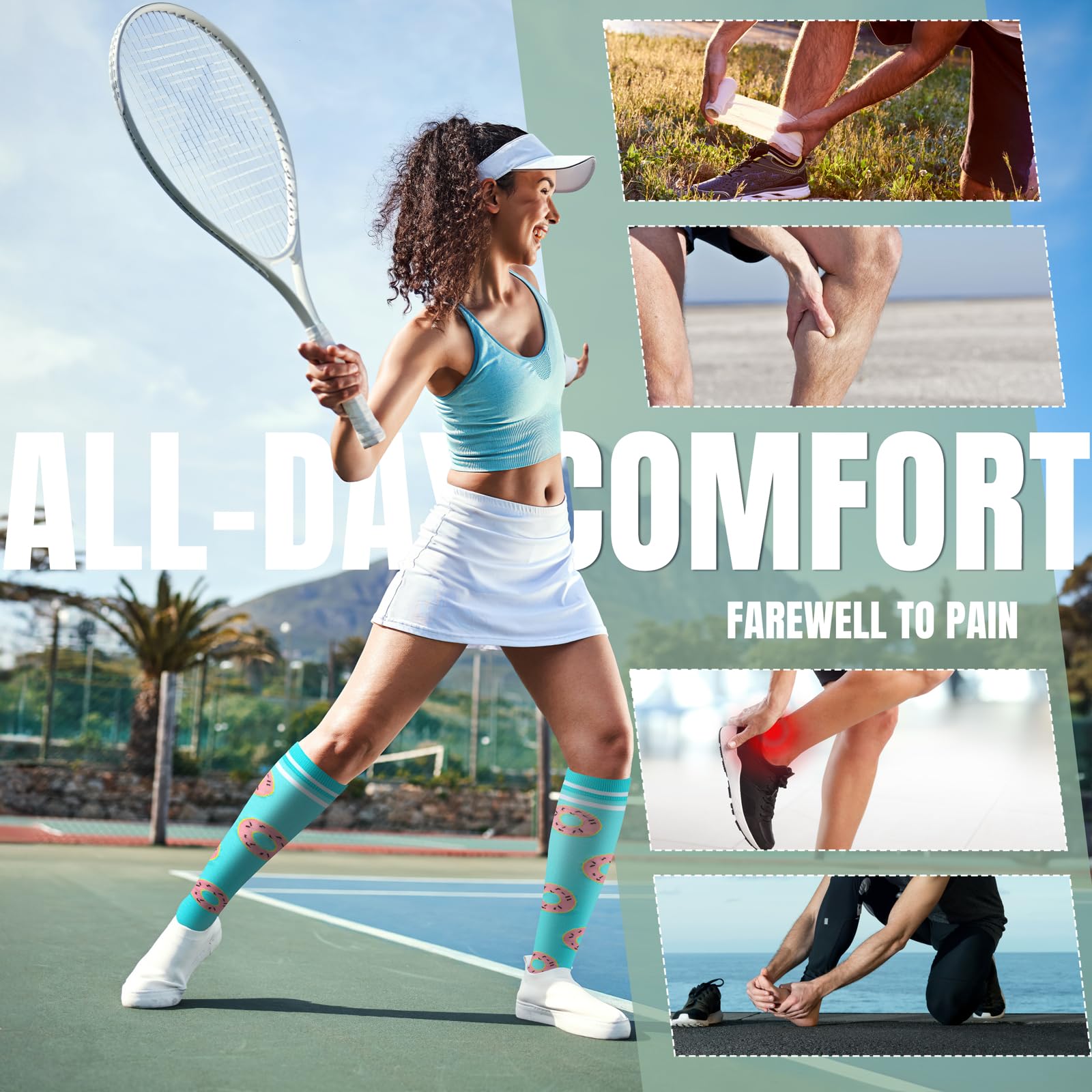 Bropite 8 Pairs Compression Socks for Women & Men (20-30 mmHg) - Best for Running, Nursing, Travel & Yoga - Improve Blood Circulation & Reduce Swelling - Perfect for Athletes, Nurses & Frequent Flyers