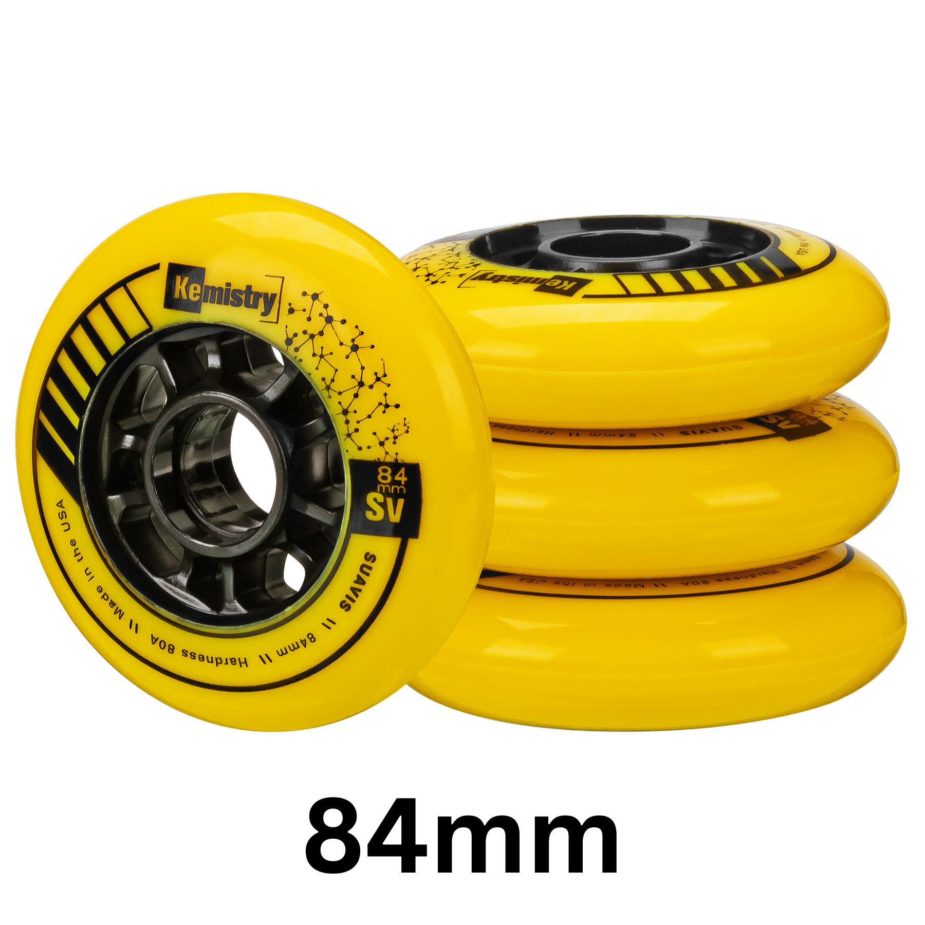 Kemistry Suavis Inline Skating Wheels - High Performance 80mm 85A Urethane Wheels for Aggressive & Recreational Skating - Perfect for Skate Parks, Rinks & Outdoor Rollerblading