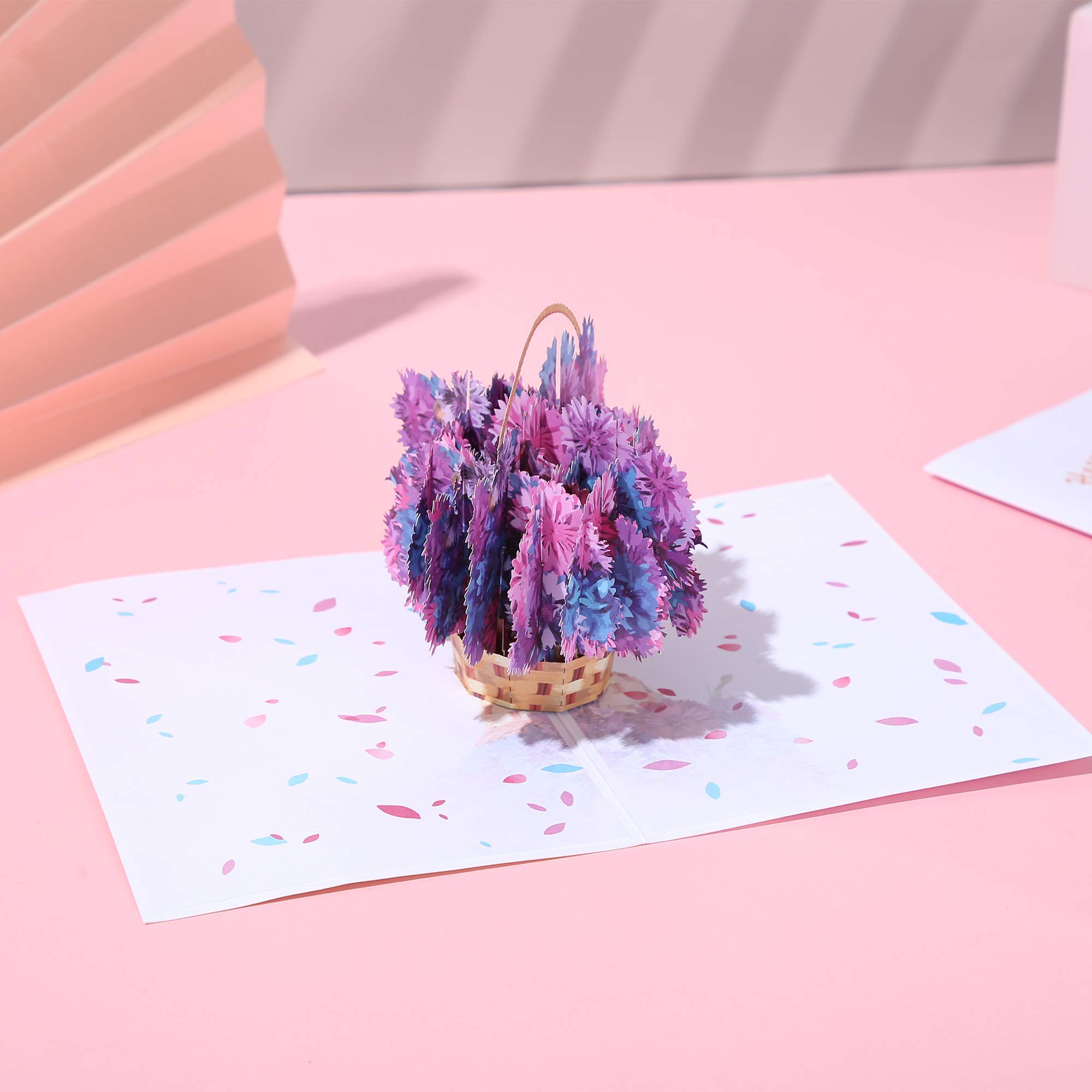WHO GIFT WHAT Floral Basket Pop-up Greeting Card with Envelope | Unique 3D Birthday Card for Valentine's Day, Anniversary, Wedding & Engagement | Romantic Funny Gift for Kids, Couples & Friends | Perfect for Surprise Proposals, Love Notes & Special Occasions