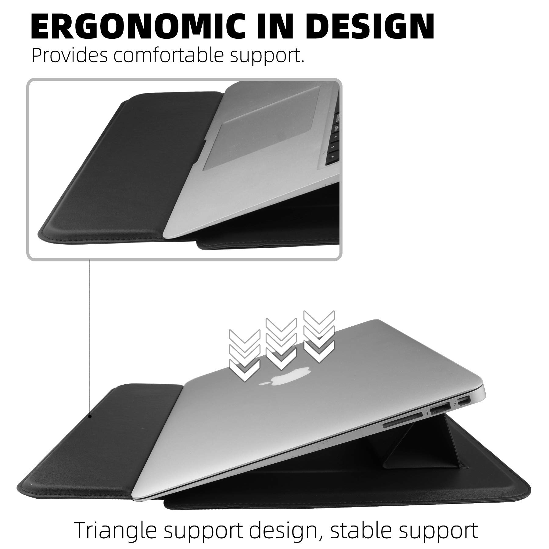 Premium PU Leather Laptop Case for MacBook Pro 16 Inch (2021/2019) & 15.6 Inch Notebooks - Slim Protective Sleeve Pouch in Black | Perfect for Work, Travel & School