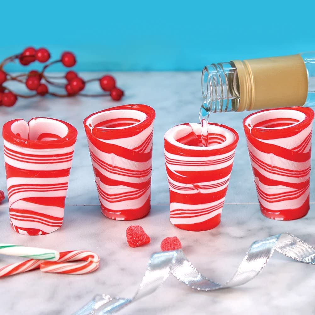 6 Peppermint Flavored Edible Spoons + 5 Milk Chocolate Spoons with Candy Cane Cup - Individually Wrapped Holiday Dessert Set - Perfect for Hot Cocoa, Coffee Stirring & Christmas Party Treats