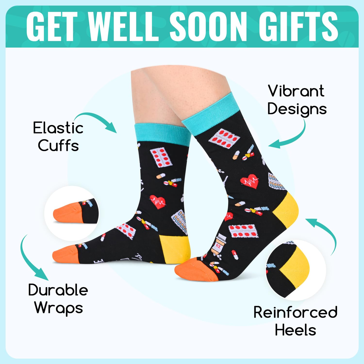 HappyPop Get Well Soon Gifts for Women & Men - Thoughtful Post-Surgery & Chemotherapy Recovery Socks - Comfortable Hospital Stay & Home Healing Gifts