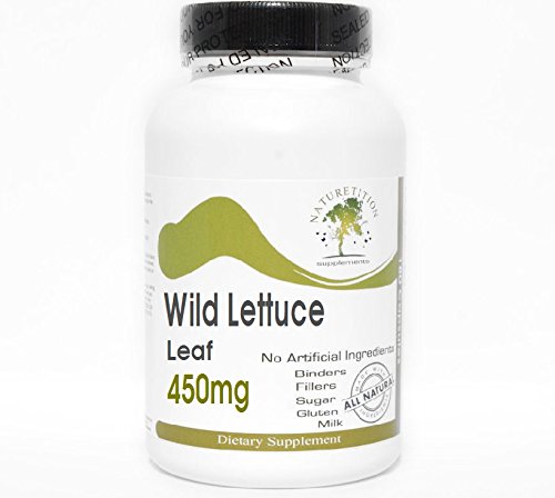 Wild Lettuce Leaf 450mg - 200 Capsules Natural Supplement, No Additives, Non-GMO, Vegan - Supports Relaxation & Sleep, Stress Relief, Pain Management