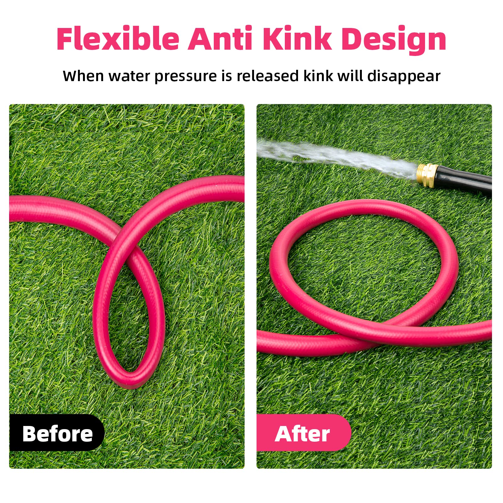 WELLUCK 5/8 in x 3 ft Heavy Duty Garden Hose - BPA Free Drinking Water Safe, Anti-Kink Flexible All-Weather Lightweight Water Hose for Garden, RV, Camper, Marine & Outdoor Use