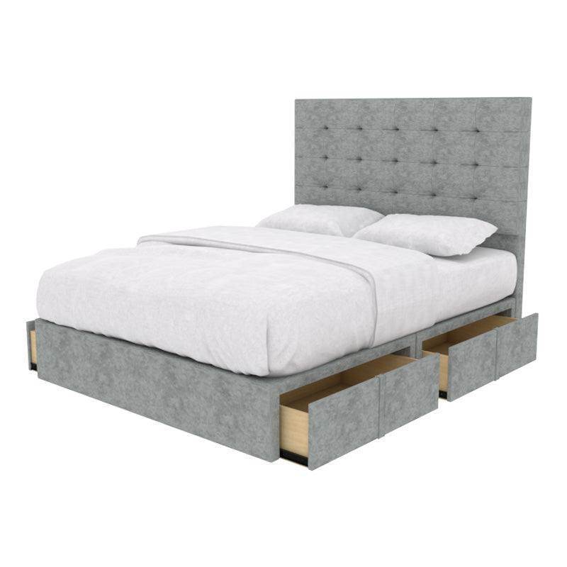 Edith Fabric Drawer Bed Frame with Storage - Queen Size Platform Bed with Underbed Storage Drawers for Small Spaces | Perfect for Apartments, Dorms & Guest Rooms