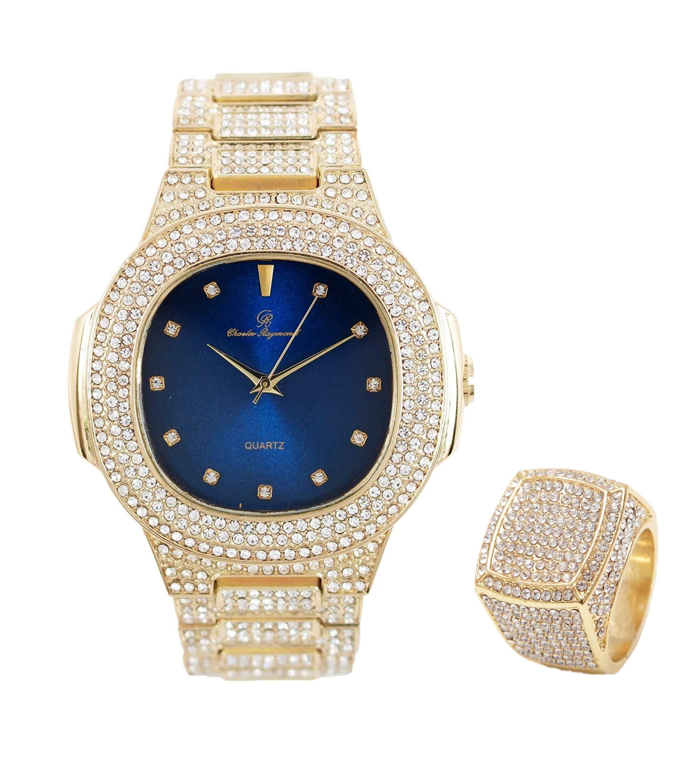 Charles Raymond Hip Hop King Ring with Oblong Iced Look - 8475R | Luxury Bling Jewelry for Men | Perfect for Rappers, Performances & Special Occasions