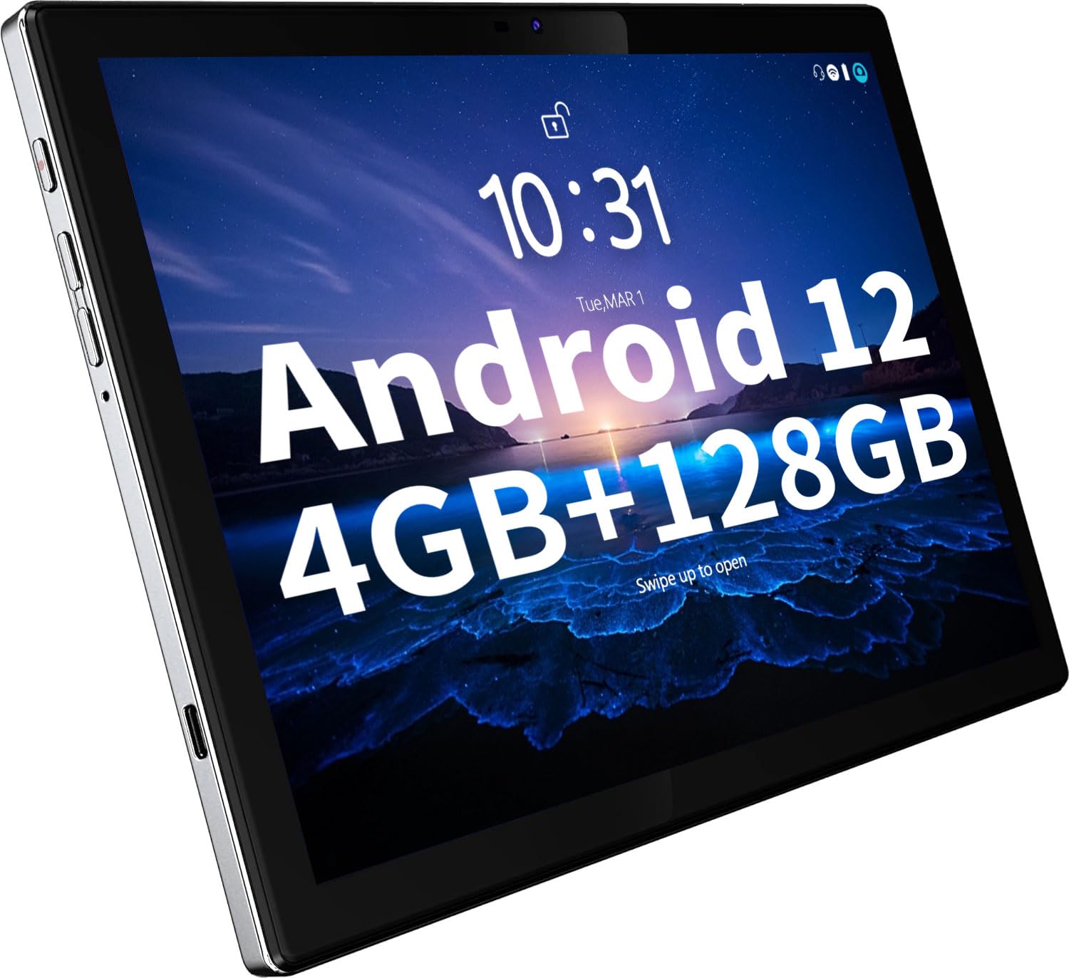 BYYBUO 10.1 Inch Android 12 Tablet - 4GB RAM 128GB ROM, Full HD 1920x1200 Display, Octa-Core Processor, 7000mAh Battery - Dual Camera (5MP+13MP), Dual-Band WiFi, Bluetooth, GPS - Perfect for Work, Study & Entertainment - Premium Metal Body Tablet