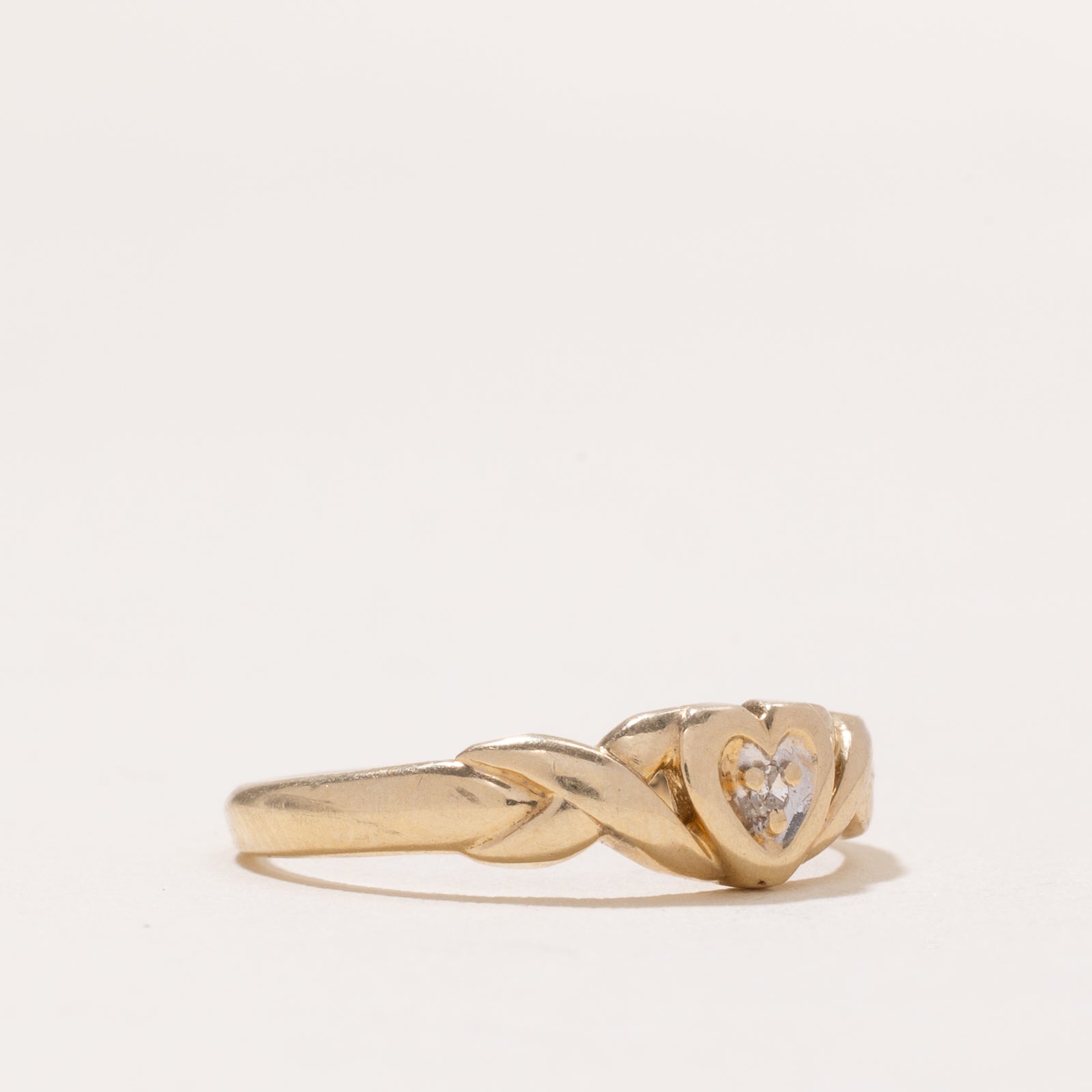 0.005ct Diamond Heart Twisted Ring - Size 6.25 - Elegant Stackable Band for Women - Perfect for Valentine's Day, Anniversary & Everyday Wear