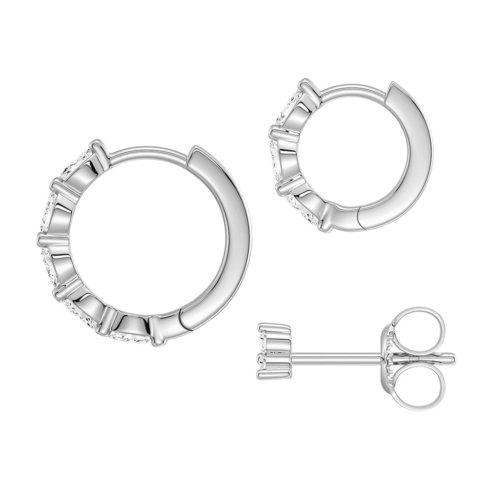 Triple Stack Lab Diamond Earrings Set - Geometric Marquise Studs & Hoops | Perfect for Weddings, Parties & Everyday Elegance