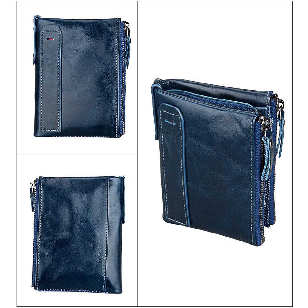 RFID Blocking Men's Leather Wallet - Slim Bifold Double Zip Coin Purse with Money Clip | Perfect for Travel, Business & Everyday Use