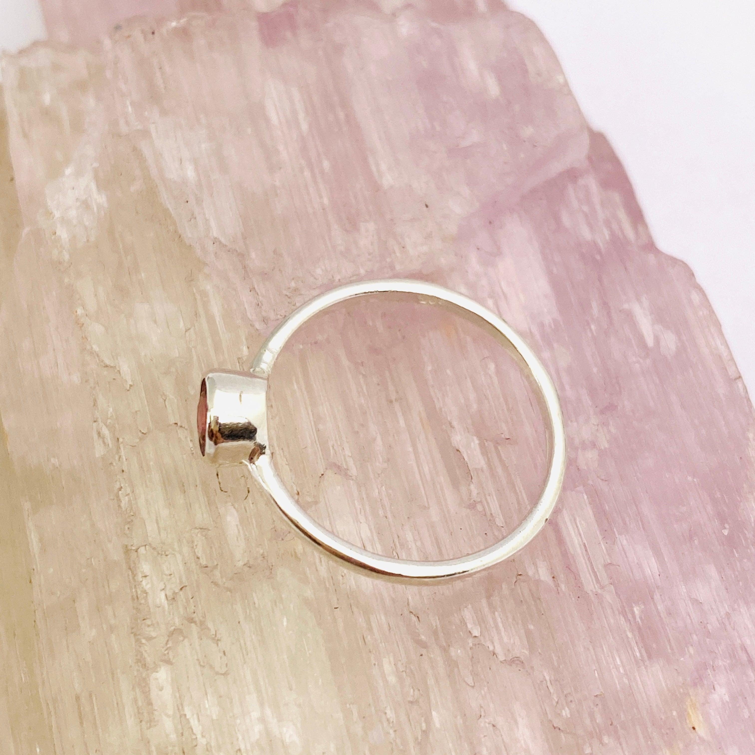 Garnet Round Faceted Fine Band Ring R3754 GA - Elegant Jewelry for Women, Perfect for Weddings, Anniversaries & Special Occasions