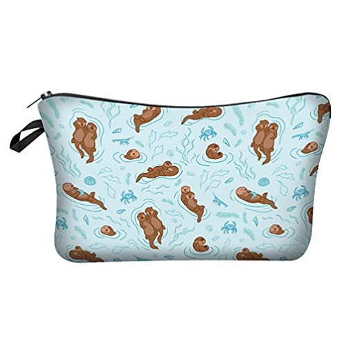 Beaupretty Cute Cartoon Otter Makeup Bag - Waterproof Zippered Cosmetic Pouch for Travel, Toiletries, Pencis & DIY Crafts | Perfect for Organizing Keys, Coins, Cards & Cash | Great Gift for Women & Teens