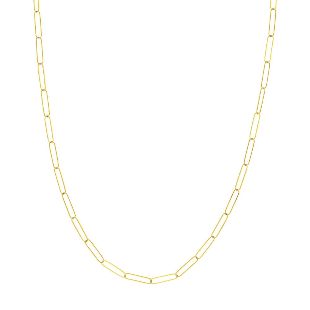 14K Gold Paper Clip Chain Necklace for Women - Dainty Minimalist Layering Jewelry - Perfect for Everyday Wear, Gifts & Special Occasions