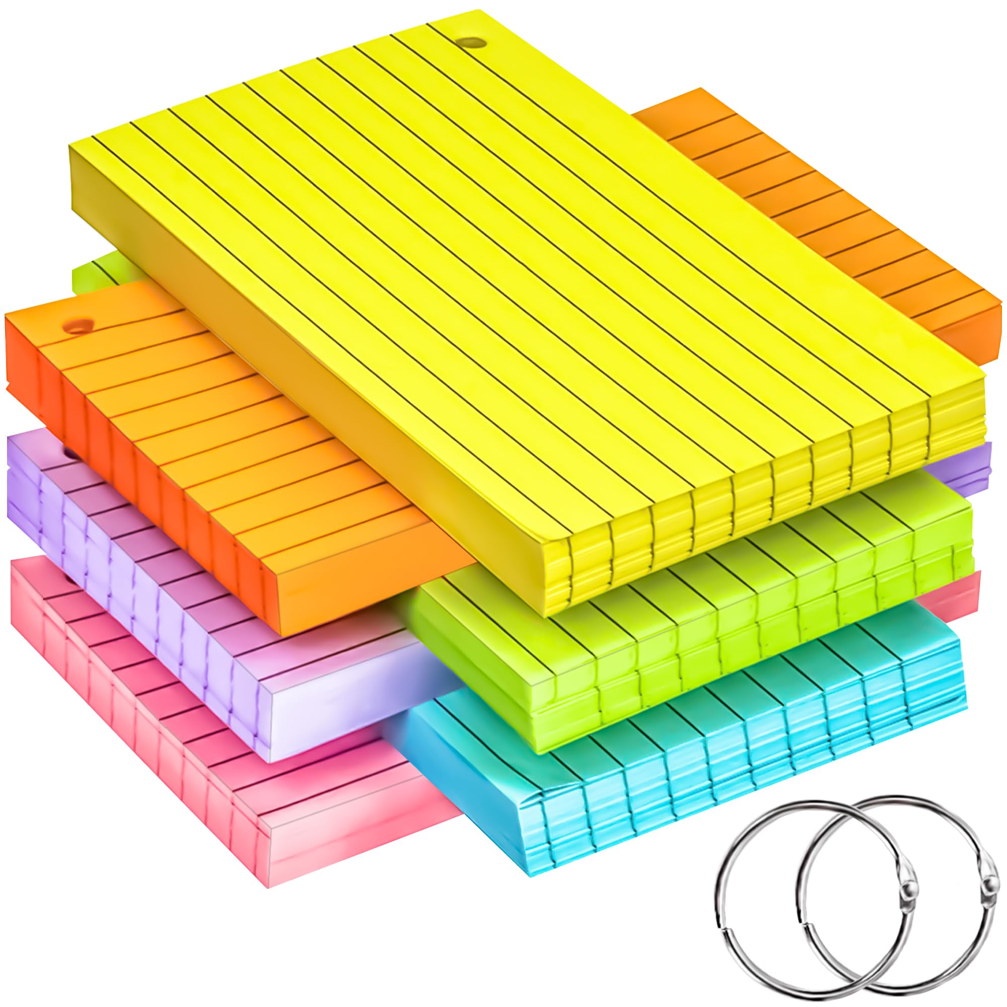 MotBach 180-Pack Colored Ruled Index Flash Cards (4