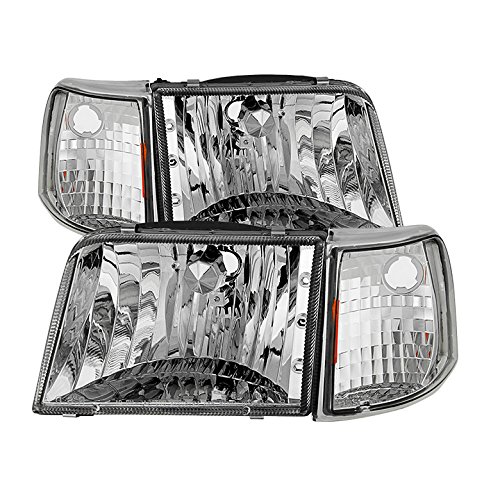 Xtune Crystal Clear Headlights & Corner Lights for 1993-1997 Ford Ranger - 4 Piece Set | Improved Visibility & Style Upgrade for Off-Roading & Night Driving