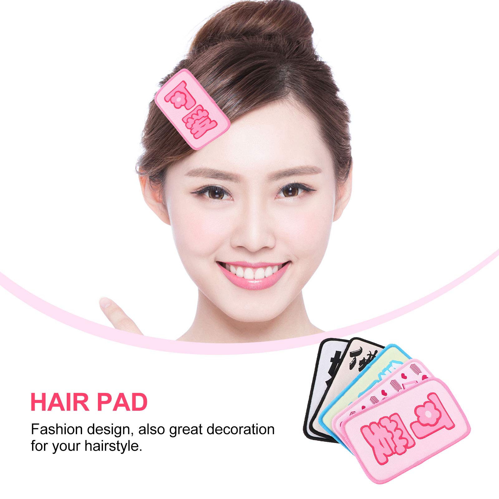 5pcs Barber Hair Bangs Pad & Fringe Stickers - Hair Patch Clip & Letter Stickers for Hairstyling, Cosplay & DIY Hair Accessories - Perfect for Salon, Costume Parties & Creative Hairstyles