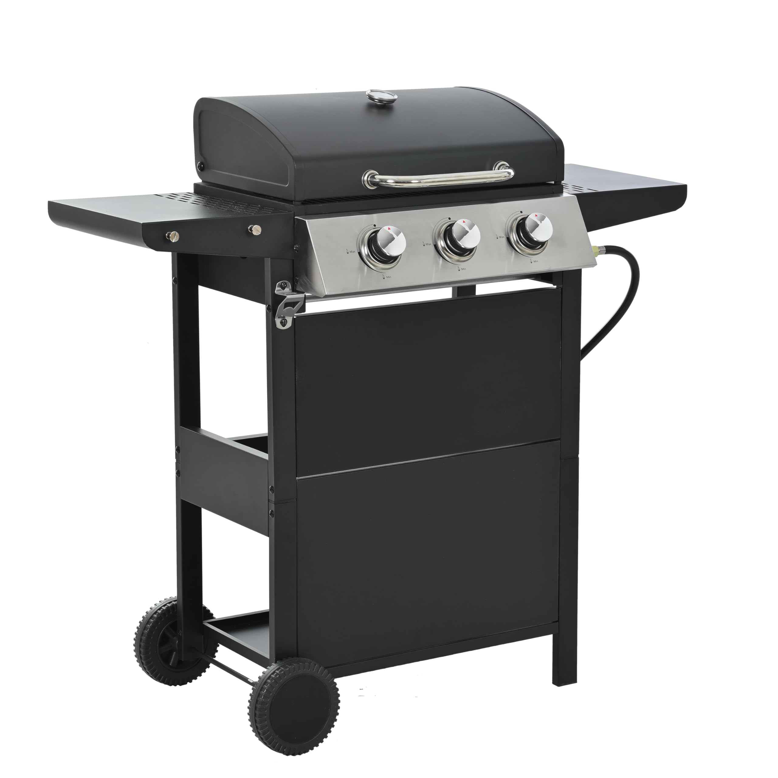 34,000 BTU 4-Burner Propane Gas Grill with Stainless Steel Construction & Bottle Opener - Outdoor BBQ Grill for Backyard, Patio, Garden Cooking & Grilling - Includes 2 Shelves (Black)